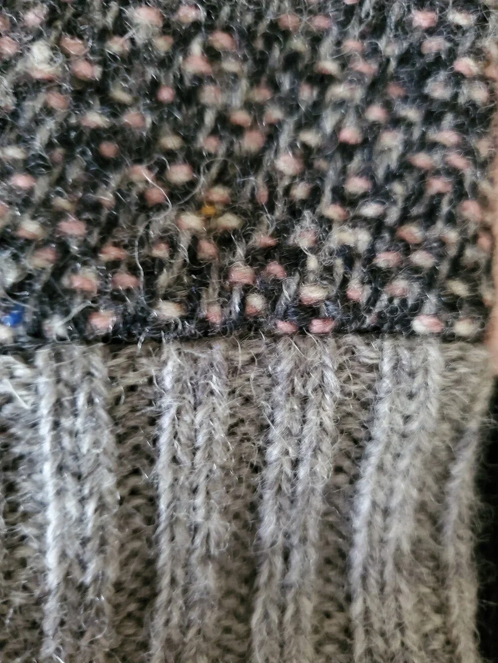 Upcycled Tweed Wool Mittens Flannel Lined Gray Pink Black Cozy Handmade